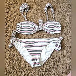 Billabong  Bikini - White with Red and Blue Stripes
